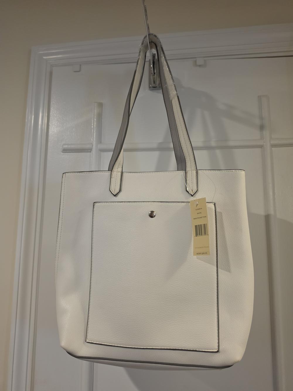Collection XIIX White Pocket Tote Bag - Vegan Leather - NWT